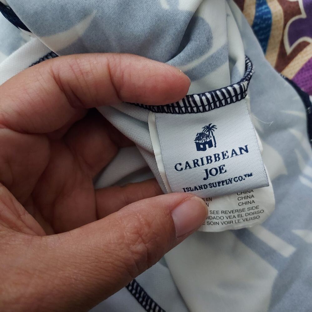 Caribbean Joe White & Blue Palm Floral Tankini Size 8 - Picture 6 of 7